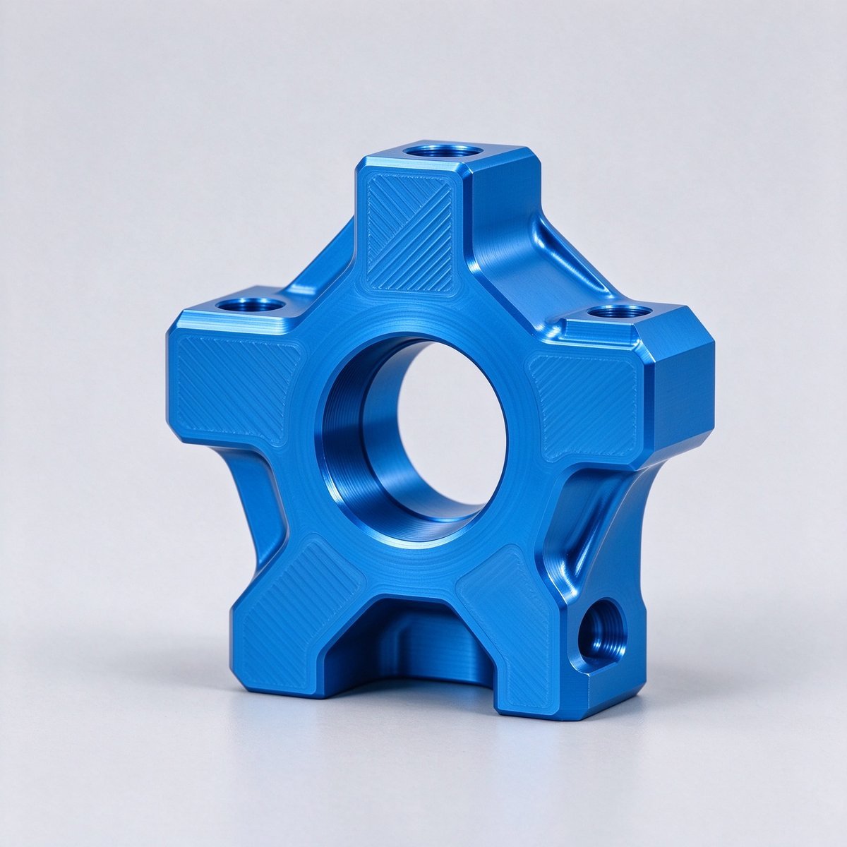 5-Axis CNC Machined Blue Anodized Aluminum Star Flange