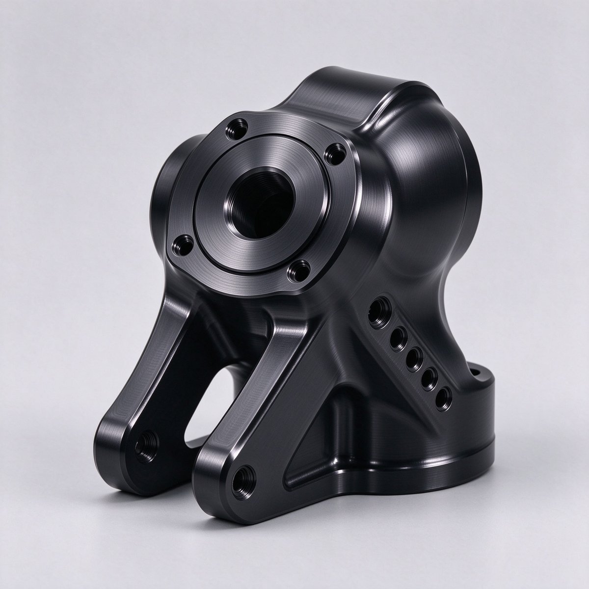 5-Axis CNC Machined Black Anodized Aluminum Robot Wrist Housing