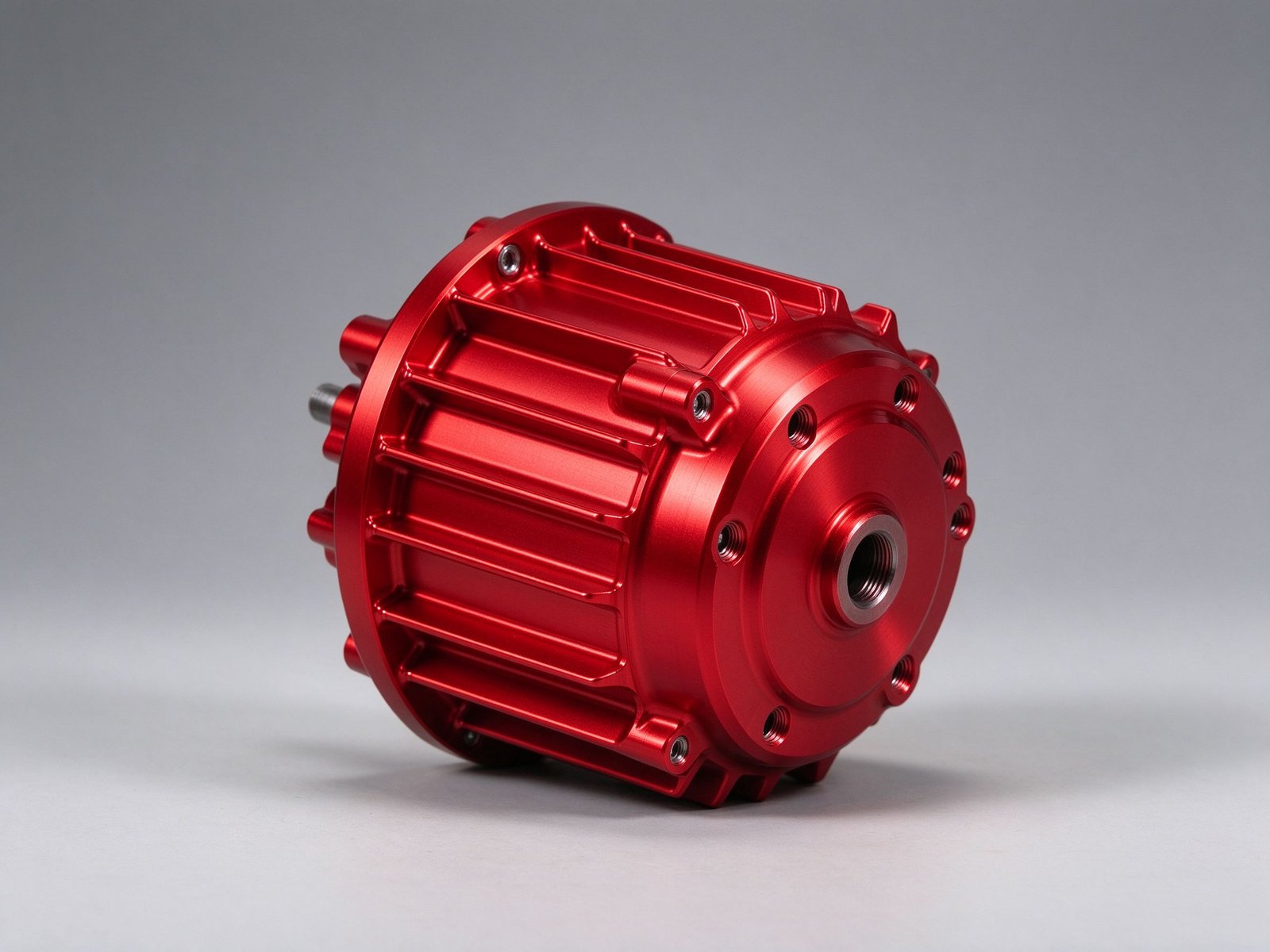 5-Axis Red Anodized E-Bike Motor Housing