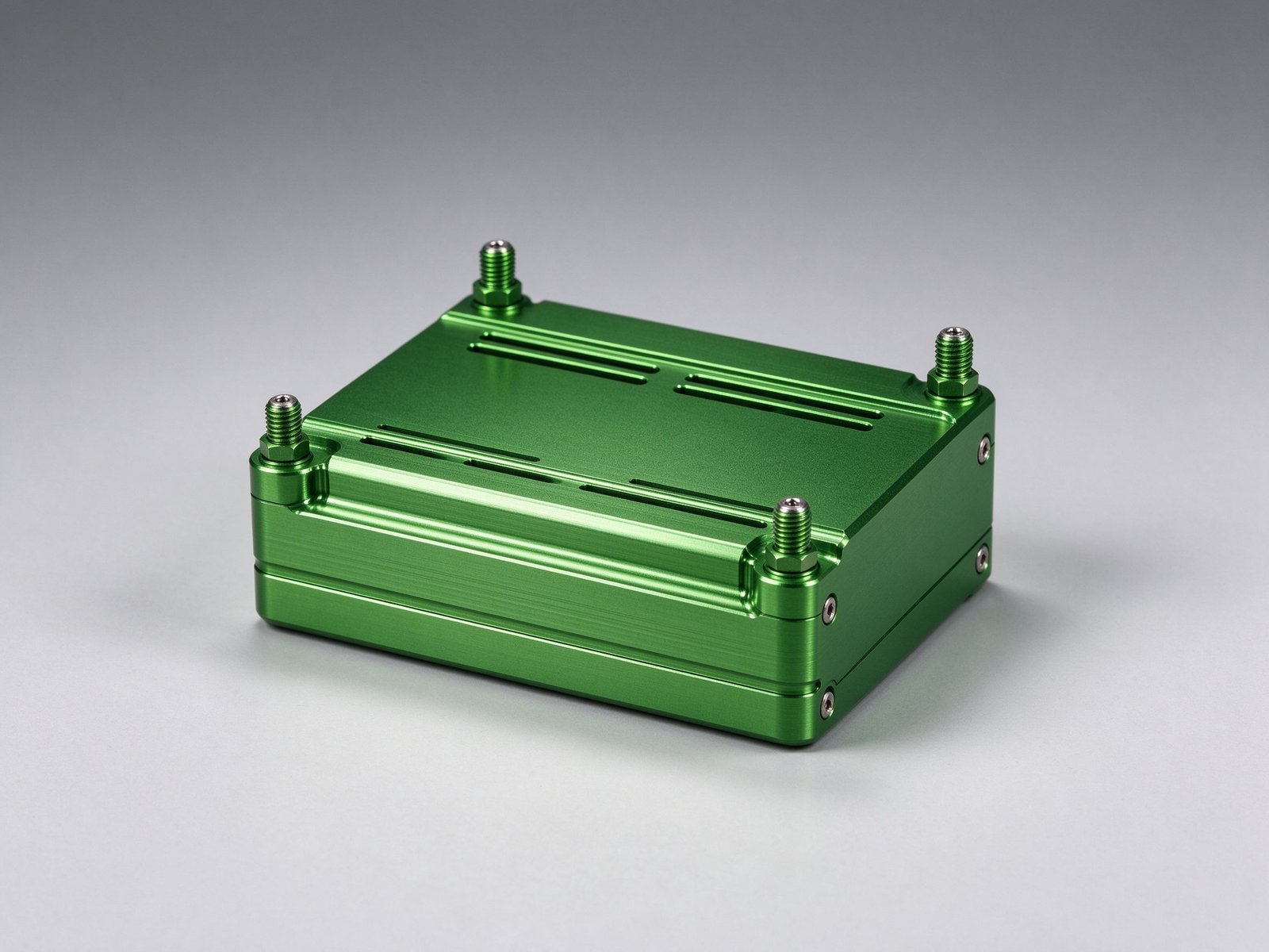 CNC Milled Green Anodized Battery Enclosure