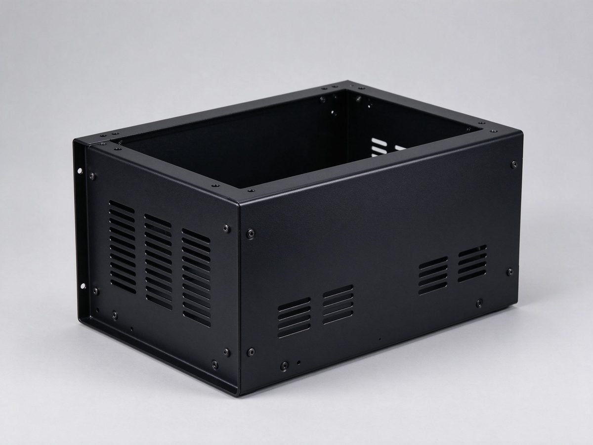 Black Powder-Coated Steel Enclosure