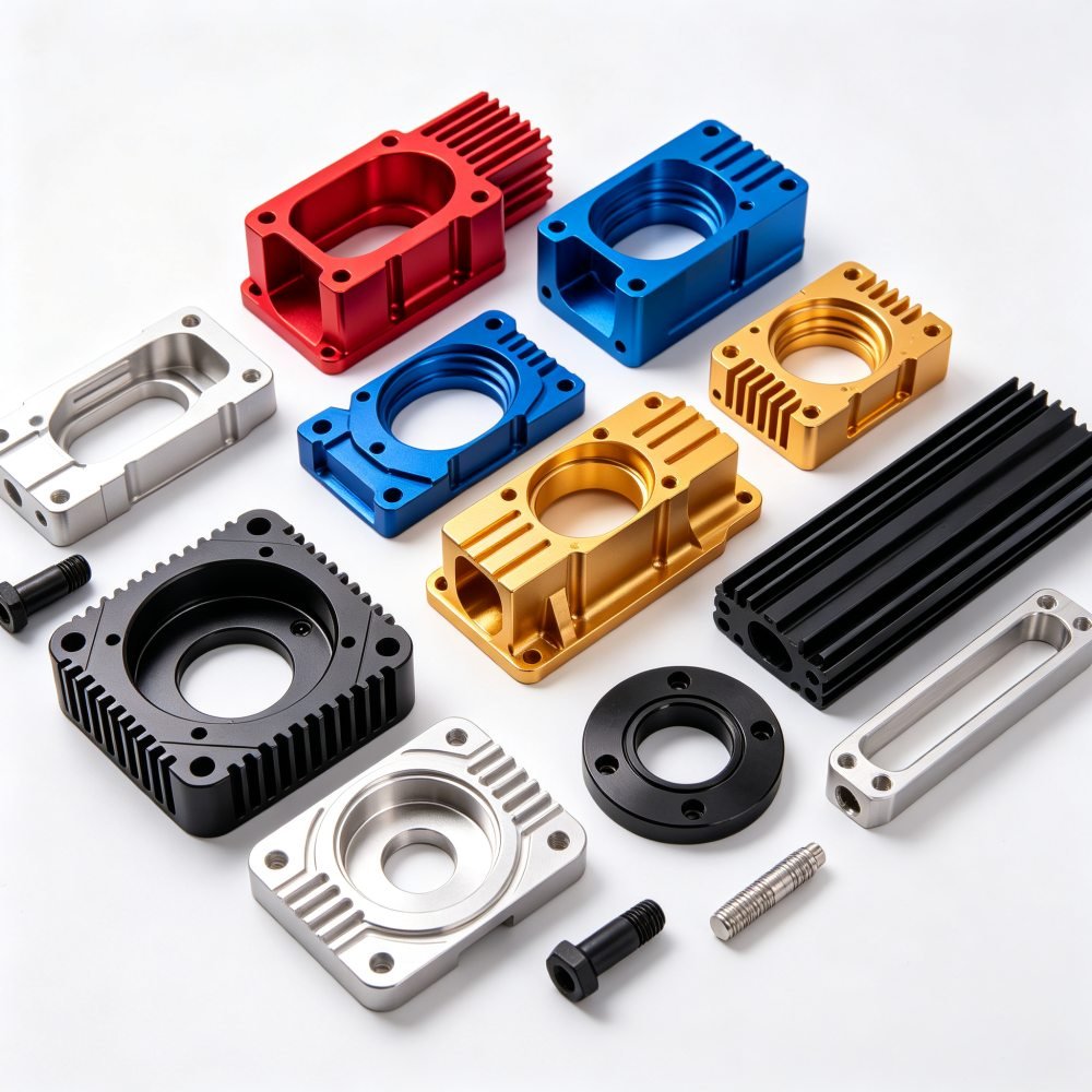Multi-Colour Anodised CNC Milled Parts