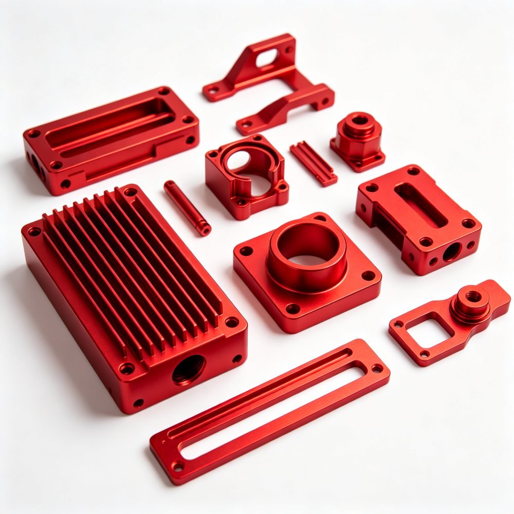 Red Anodised Aluminium Structural Components