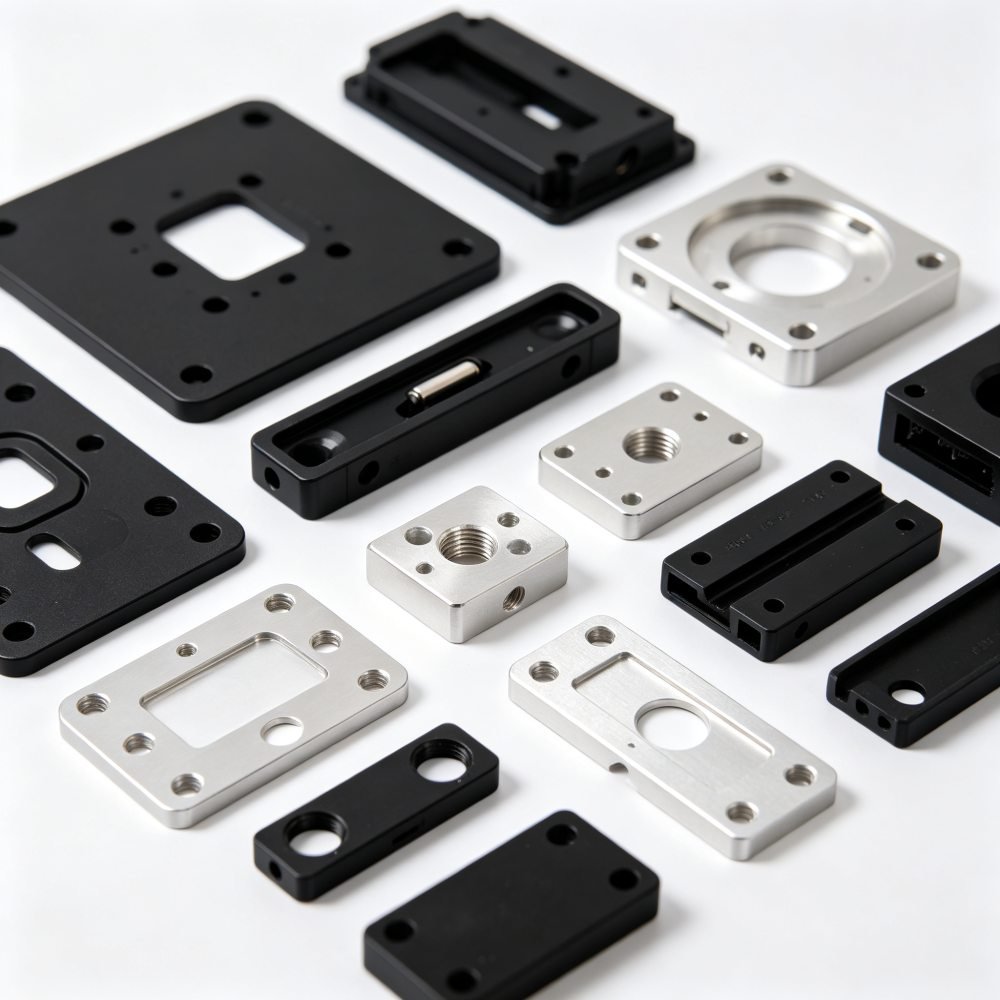 Black & Silver Anodised CNC Parts